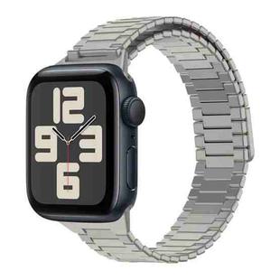 For Apple Watch SE 2023 44mm Bamboo Magnetic Stainless Steel Metal Watch Strap(Titanium Color)