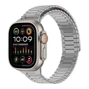 For Apple Watch Ultra 2 49mm Bamboo Magnetic Stainless Steel Metal Watch Strap(Titanium Color)