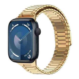 For Apple Watch Series 9 45mm Bamboo Magnetic Stainless Steel Metal Watch Strap(Gold)
