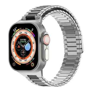 For Apple Watch Ultra 49mm  Bamboo Magnetic Stainless Steel Metal Watch Strap(Silver Black)