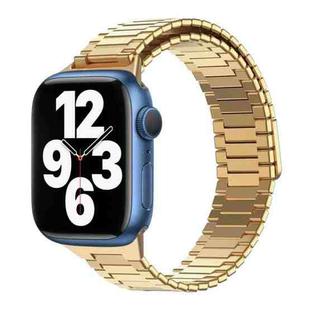 For Apple Watch Series 7 45mm Bamboo Magnetic Stainless Steel Metal Watch Strap(Gold)