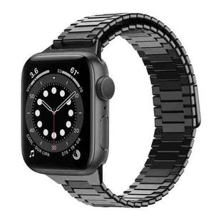 For Apple Watch Series 6 44mm Bamboo Magnetic Stainless Steel Metal Watch Strap(Black)