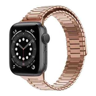 For Apple Watch Series 6 44mm Bamboo Magnetic Stainless Steel Metal Watch Strap(Rose Gold)