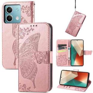 For Xiaomi Redmi Note 13  5G Butterfly Love Flower Embossed Leather Phone Case(Rose Gold)