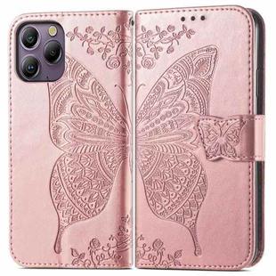 For Blackview A96 Butterfly Love Flower Embossed Leather Phone Case(Rose Gold)