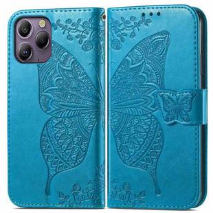 For Blackview A96 Butterfly Love Flower Embossed Leather Phone Case(Blue)