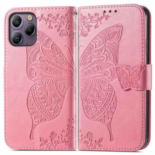 For Blackview A96 Butterfly Love Flower Embossed Leather Phone Case(Pink)