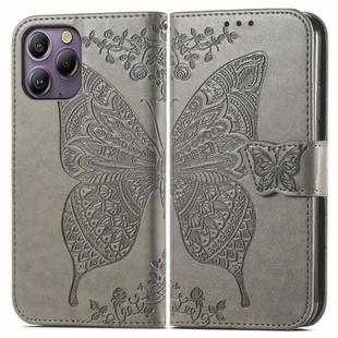 For Blackview A96 Butterfly Love Flower Embossed Leather Phone Case(Gray)
