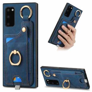 For Samsung Galaxy S20 FE Retro Skin-feel Ring Card Bag Phone Case with Hang Loop(Blue)