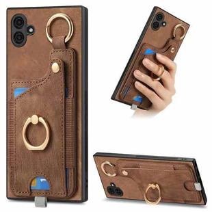 For Samsung Galaxy A05 Retro Skin-feel Ring Card Bag Phone Case with Hang Loop(Brown)