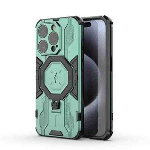 For iPhone 15 Pro Max MagSafe Supersonic Armor Holder PC Hybrid TPU Phone Case(Green)