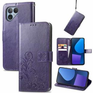 For Fairphone 5 Four-leaf Clasp Embossed Leather Phone Case(Purple)