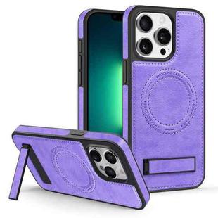 For iPhone 13 Pro Max Multi-function Holder MagSafe PU Phone Case(Purple)