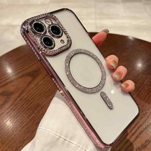 For iPhone 11 Pro Max Diamond Plated MagSafe TPU Phone Case(Pink)