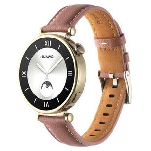 For Huawei Watch GT4 41mm 18mm Thread Pin Buckle Leather Watch Band(Pink)