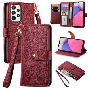 For Samsung Galaxy A33 5G Love Zipper Lanyard Leather Phone Case(Red)