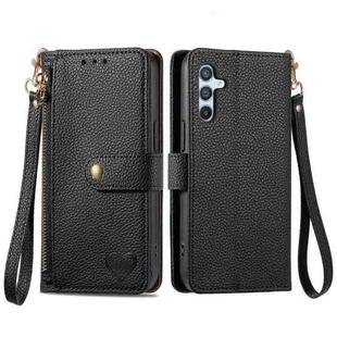 For Samsung Galaxy A55 5G Love Zipper Lanyard Leather Phone Case(Black)