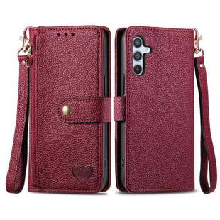 For Samsung Galaxy A55 5G Love Zipper Lanyard Leather Phone Case(Red)
