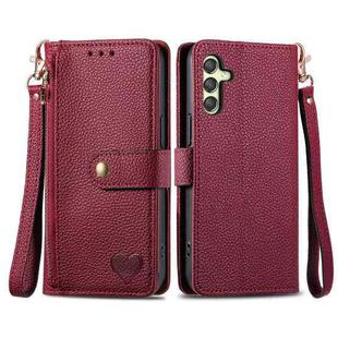 For Samsung Galaxy A24  Love Zipper Lanyard Leather Phone Case(Red)