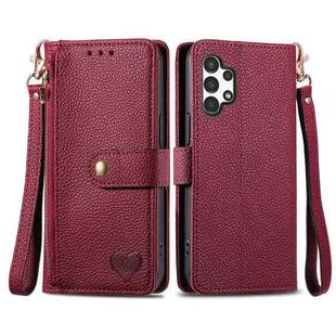 For Samsung Galaxy A13 4G Love Zipper Lanyard Leather Phone Case(Red)