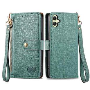 For Samsung Galaxy A05 4G Love Zipper Lanyard Leather Phone Case(Green)