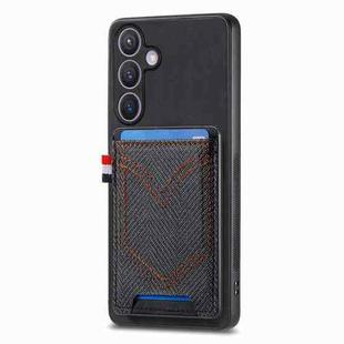 For Samsung Galaxy S24+ 5G Denim Texture Leather Skin Phone Case with Card Slot(Black)