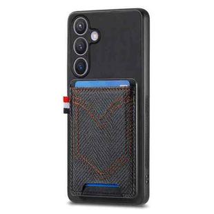 For Samsung Galaxy S25+ 5G Denim Texture Leather Skin Phone Case with Card Slot(Black)