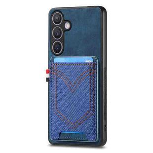 For Samsung Galaxy S25+ 5G Denim Texture Leather Skin Phone Case with Card Slot(Blue)
