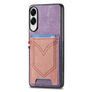 For Samsung Galaxy S25 Edge 5G Denim Texture Leather Skin Phone Case with Card Slot(Purple)