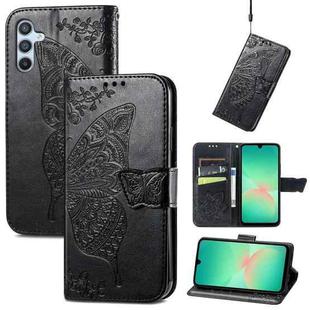 For Samsung Galaxy A26 Butterfly Love Flower Embossed Leather Phone Case(Black)