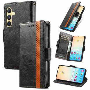 For Samsung Galaxy S25 5G CaseNeo Splicing Dual Magnetic Buckle Leather Phone Case(Black)