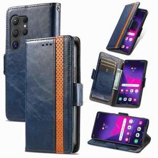 For Samsung Galaxy S25 Ultra 5G CaseNeo Splicing Dual Magnetic Buckle Leather Phone Case(Blue)