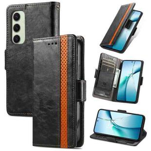 For Samsung Galaxy S24 FE 5G CaseNeo Splicing Dual Magnetic Buckle Leather Phone Case(Black)
