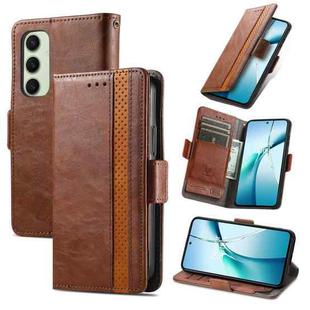 For Samsung Galaxy S24 FE 5G CaseNeo Splicing Dual Magnetic Buckle Leather Phone Case(Brown)