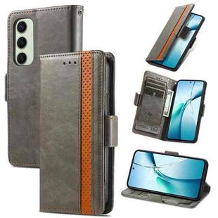 For Samsung Galaxy S24 FE 5G CaseNeo Splicing Dual Magnetic Buckle Leather Phone Case(Gray)