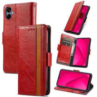 For Samsung Galaxy A06 4G CaseNeo Splicing Dual Magnetic Buckle Leather Phone Case(Red)