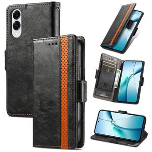 For Samsung Galaxy S25 Edge 5G CaseNeo Splicing Dual Magnetic Buckle Leather Phone Case(Black)