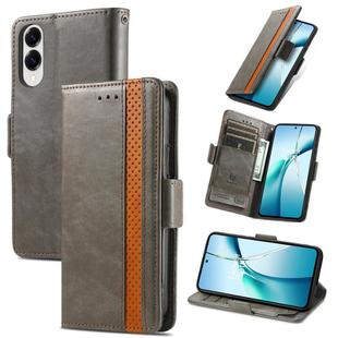 For Samsung Galaxy S25 Edge 5G CaseNeo Splicing Dual Magnetic Buckle Leather Phone Case(Gray)