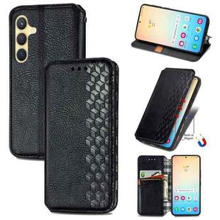 For Samsung Galaxy S25+ 5G Cubic Grid Pressed Magnetic Leather Phone Case(Black)