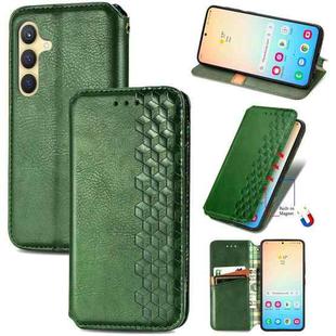 For Samsung Galaxy S25+ 5G Cubic Grid Pressed Magnetic Leather Phone Case(Green)