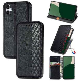 For Samsung Galaxy A25 5G Cubic Grid Pressed Magnetic Leather Phone Case(Black)