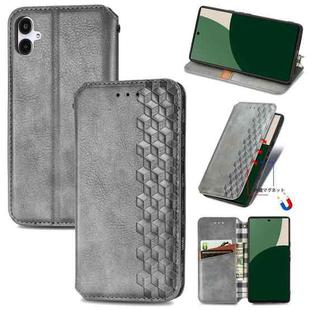 For Samsung Galaxy A25 5G Cubic Grid Pressed Magnetic Leather Phone Case(Gray)