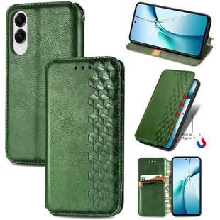 For Samsung Galaxy S25 Edge 5G Cubic Grid Pressed Magnetic Leather Phone Case(Green)