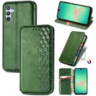 For Samsung Galaxy A26 5G Cubic Grid Pressed Magnetic Leather Phone Case(Green)