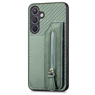For Samsung Galaxy S24+ 5G Carbon Fiber Horizontal Flip Zipper Wallet Phone Case(Green)