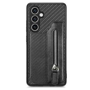 For Samsung Galaxy S23 FE 5G Carbon Fiber Horizontal Flip Zipper Wallet Phone Case(Black)