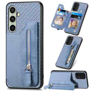 For Samsung Galaxy A36 Carbon Fiber Horizontal Flip Zipper Wallet Phone Case(Blue)