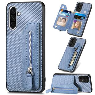 For Samsung Galaxy S25+ 5G Carbon Fiber Horizontal Flip Zipper Wallet Phone Case(Blue)