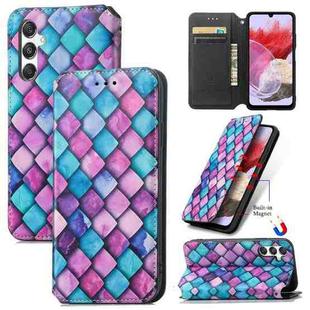 For Samsung Galaxy M34 5G CaseNeo Colorful Magnetic Leather Phone Case(Purple Scales)