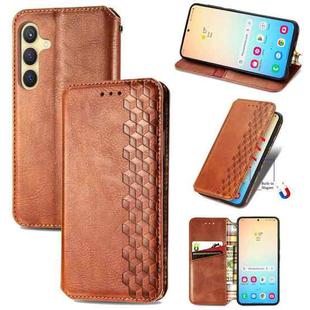 For Samsung Galaxy S24+ 5G Cubic Grid Pressed Magnetic Leather Phone Case(Brown)